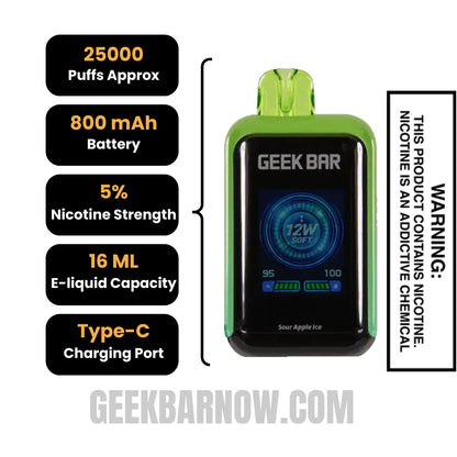Sour Apple Ice Geek Bar Skyview Vape Specifications