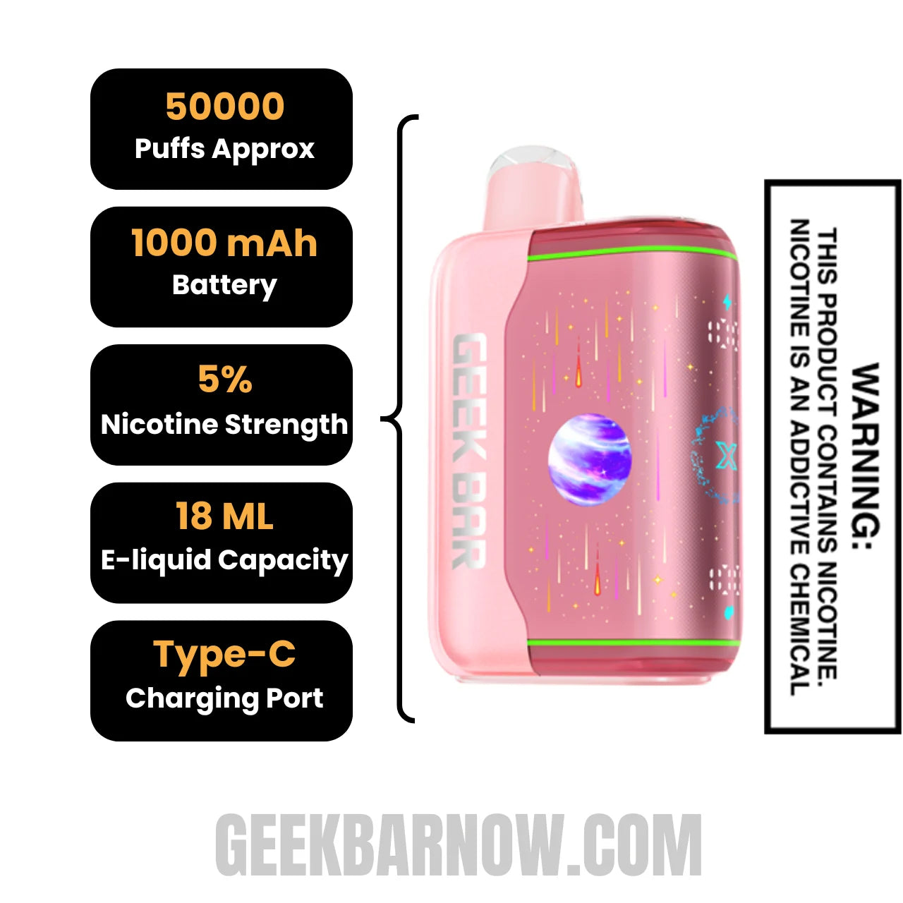 Strawberry B-Burst Geek Bar Pulse X2 Disposable Vape Specifications