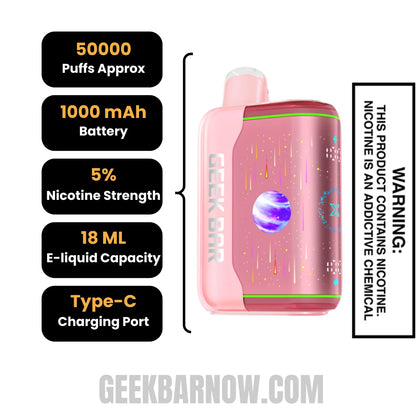 Strawberry B-Burst Geek Bar Pulse X2 Disposable Vape Specifications