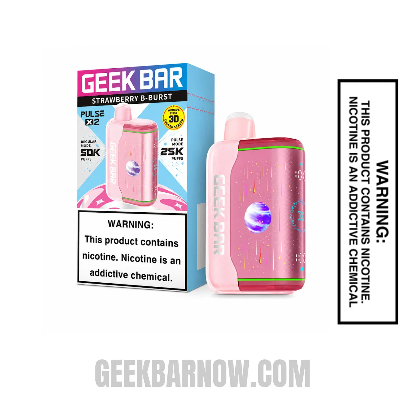 Strawberry B-Burst Geek Bar Pulse X2 Disposable Vape with Package Box