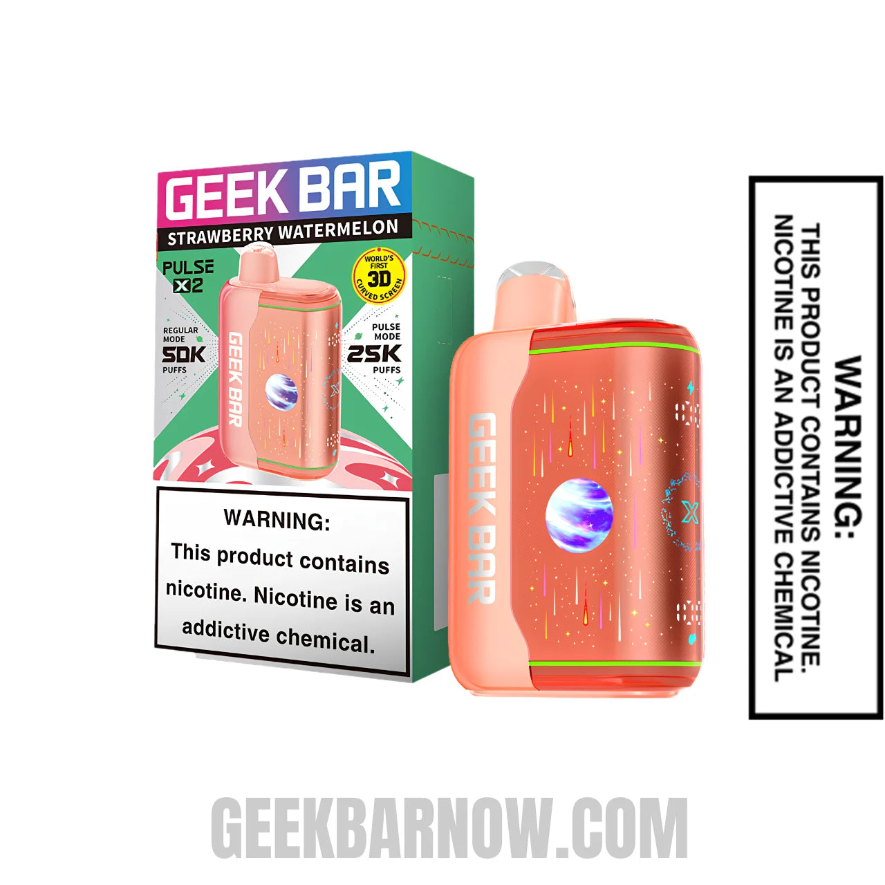 Strawberry Watermelon Geek Bar Pulse X2 Disposable Vape with Specifications