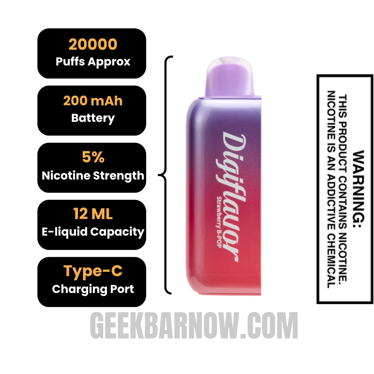 Strawberry B-Pop Digiflavor BRK Disposable Pod Specifications
