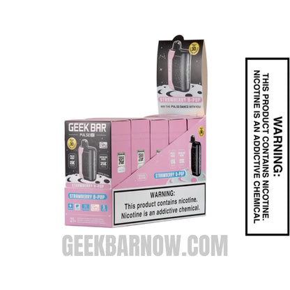 Strawberry B-Pop Geek Bar Pulse X Zero Nicotine Vape With Bundle Pack