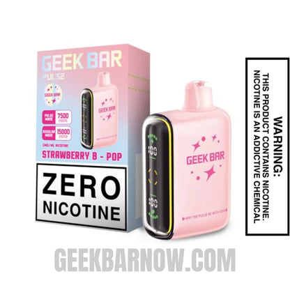 Strawberry B-Pop Geek Bar Pulse Zero Nicotine Vape With Package Box

