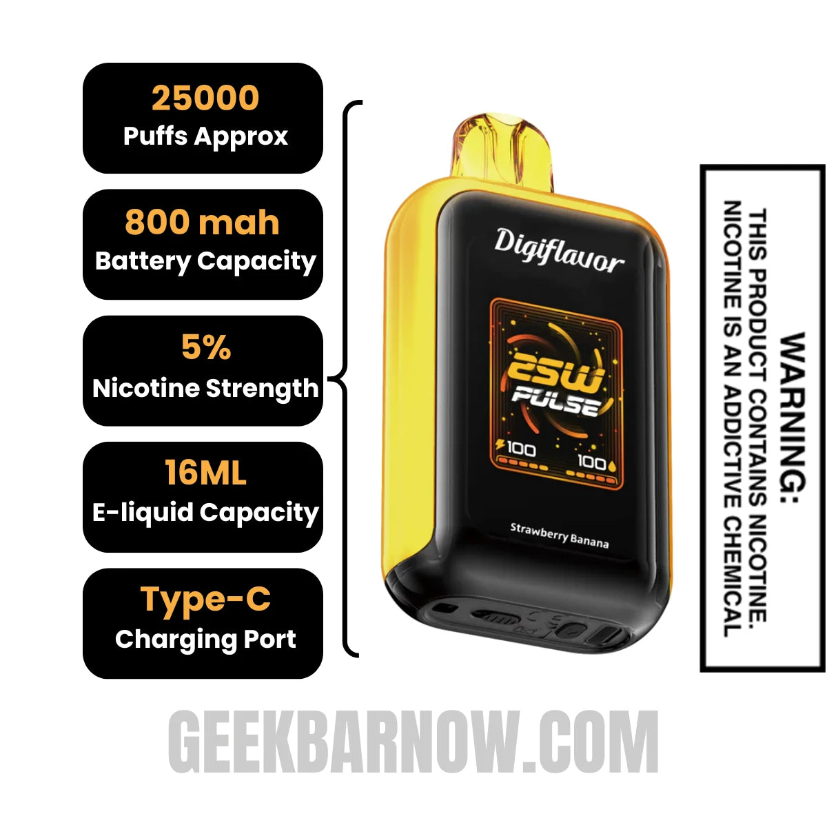 Strawberry Banana Digiflavor SKY Disposable Vape Specifications