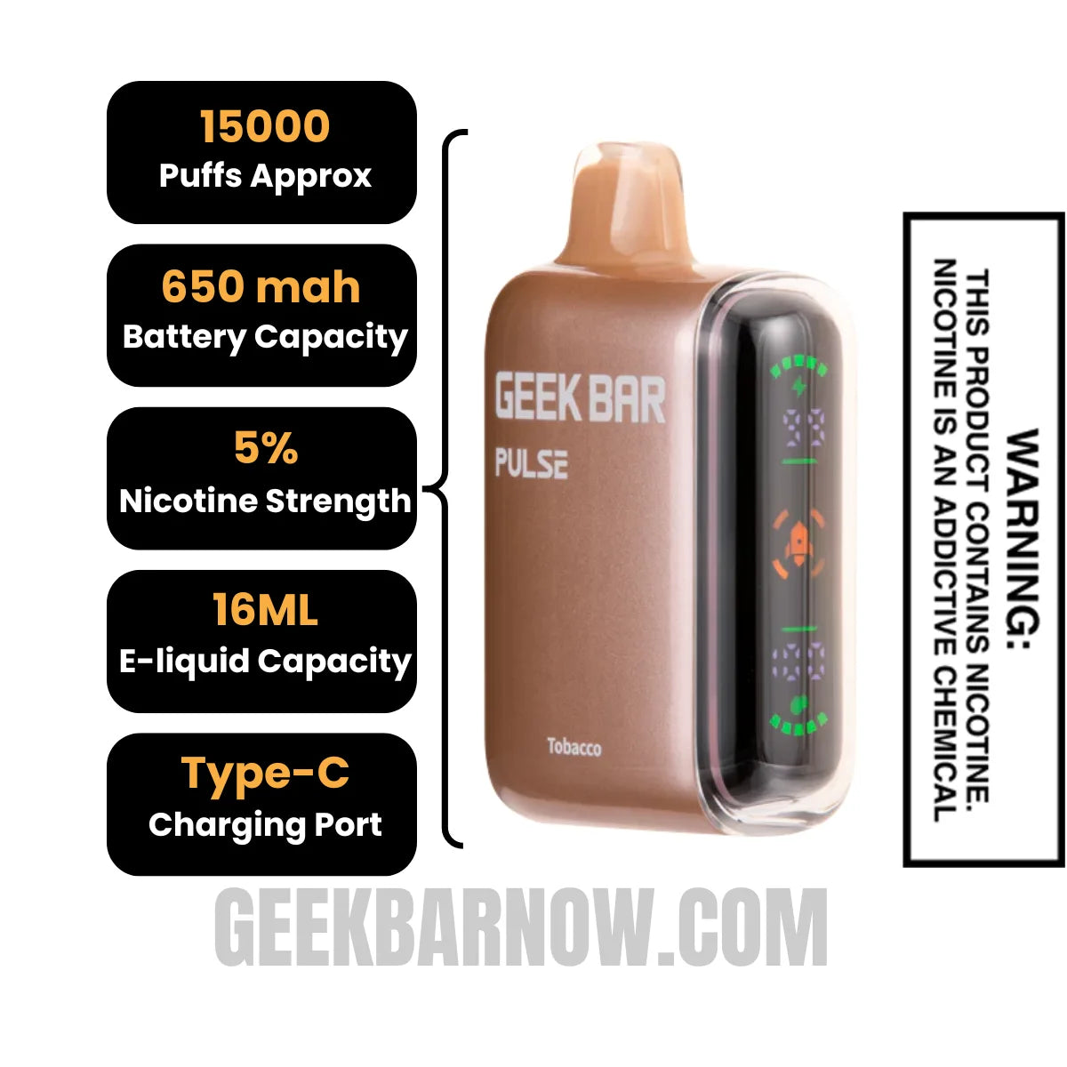 Tobacco_Geek_Bar_Pulse_Disposable_Vape_Specifications