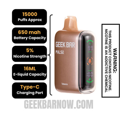 Tobacco_Geek_Bar_Pulse_Disposable_Vape_Specifications
