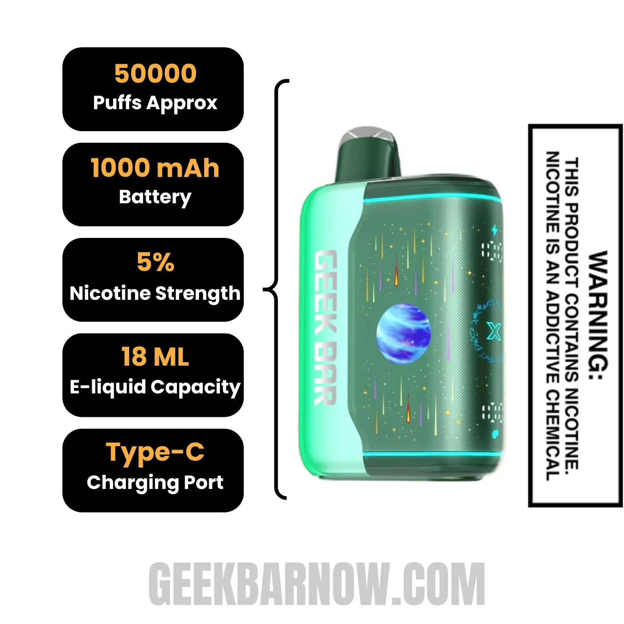 Watermelon Bull Geek Bar Pulse X2 Disposable Vape Specifications