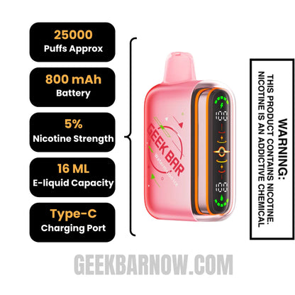 WatermelonIce Geek Bar Pulse 2 Disposable Vape Specifications