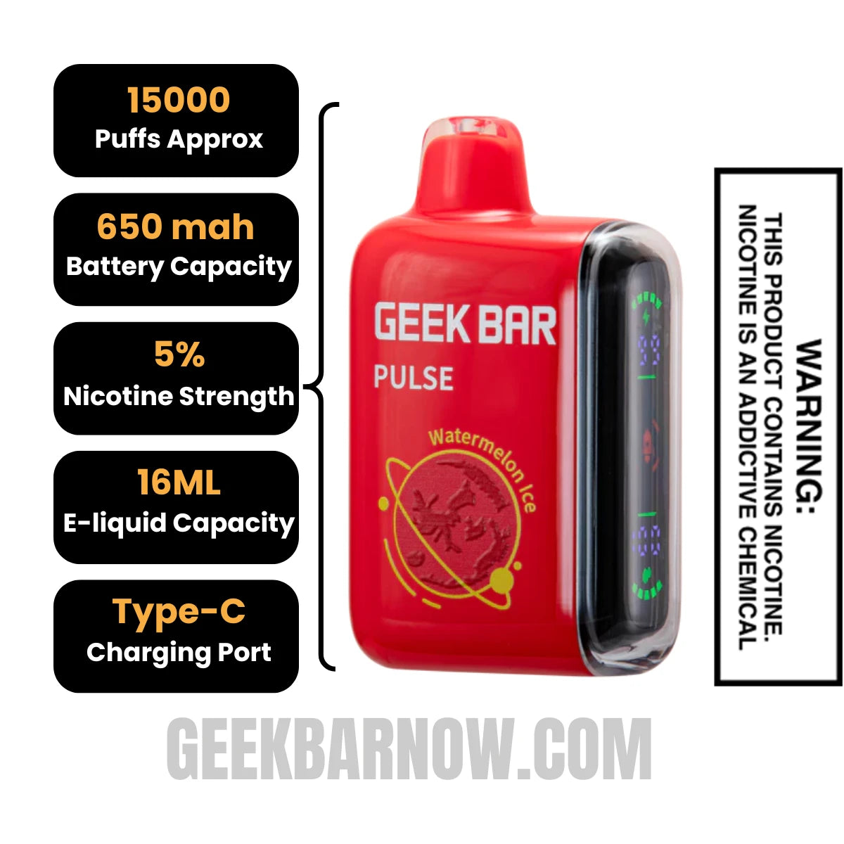 Watermelon Ice Geek Bar Pulse Vape Specification