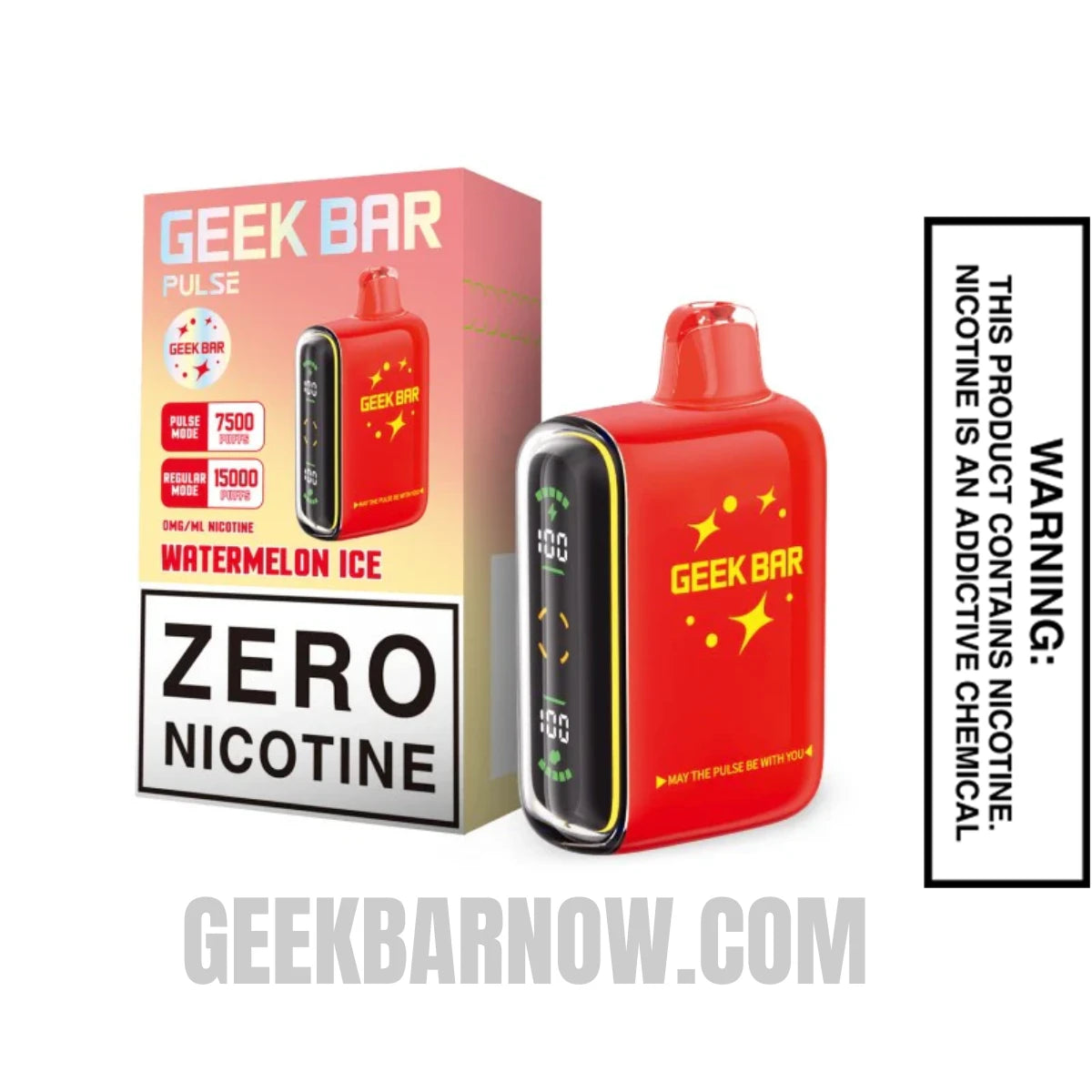 Watermelon Ice Geek Bar Pulse Zero Nicotine Vape With Package Box