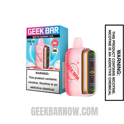 White Gummy Ice Geek Bar Pulse 2 Disposable Vape with Package Box