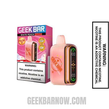 White Peach Geek Bar Pulse 2 Hubba Edition Disposable Vape with Specifications