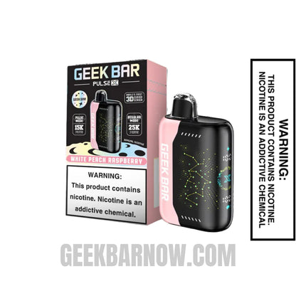 White Peach Raspberry Geek Bar Pulse X Vape With Package Box