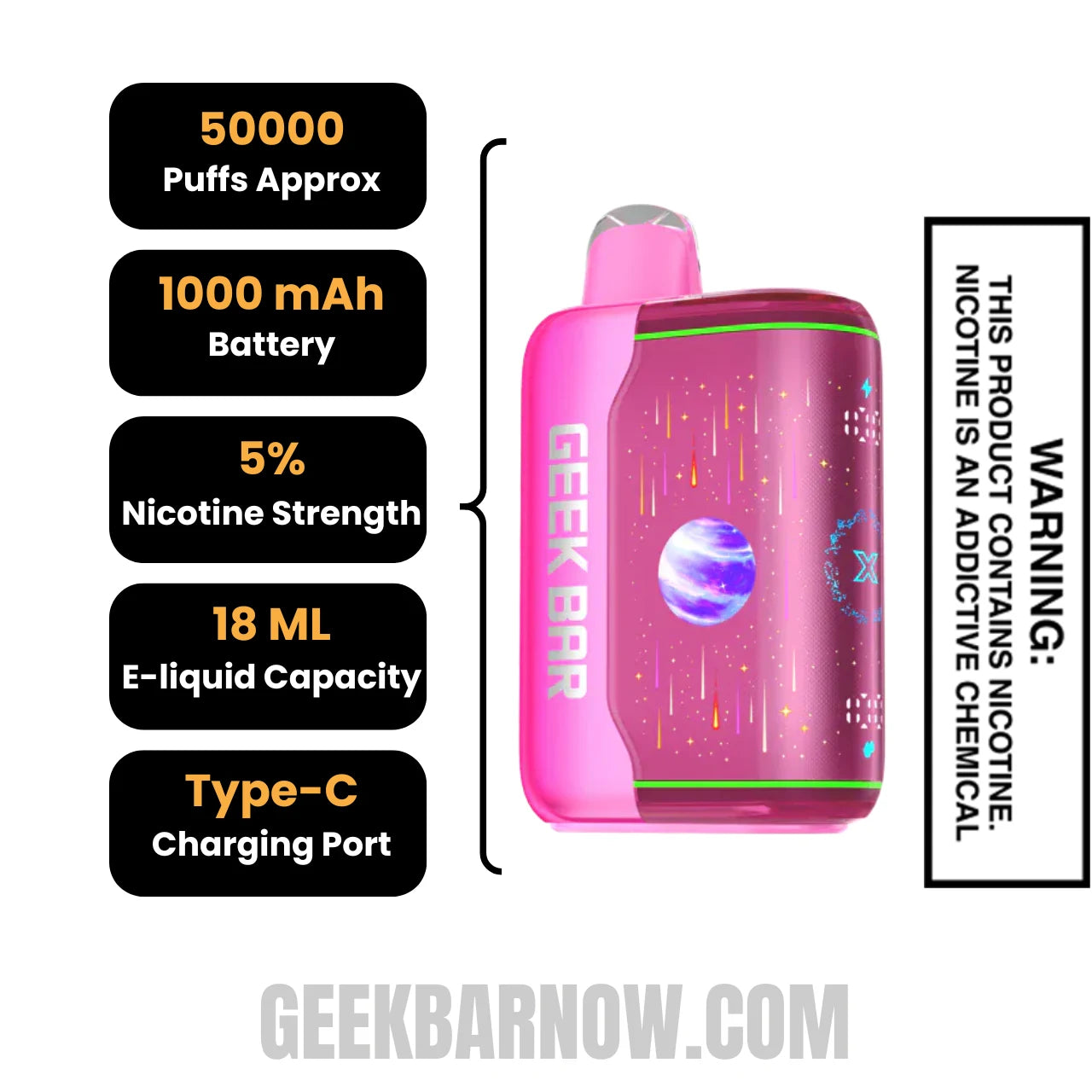 Wild Cherry Slush Geek Bar Pulse X2 Disposable Vape Specifications